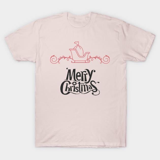 Merry Christmas with Santa's Sleigh T-Shirt by Christamas Clothing